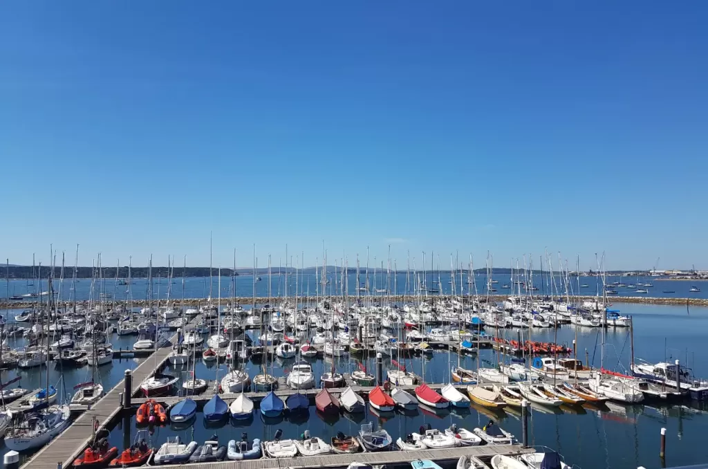 Stunning view of Poole Harbour from Parkstone Yacht Club, home to Pilates classes in Parkstone