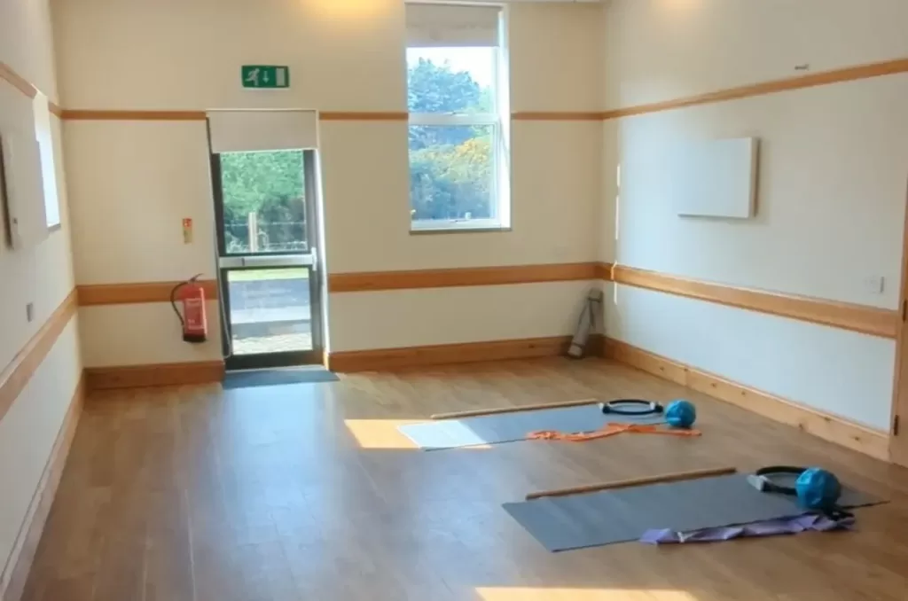 Pilates Class setup at Furzebrook Village Hall Wareham